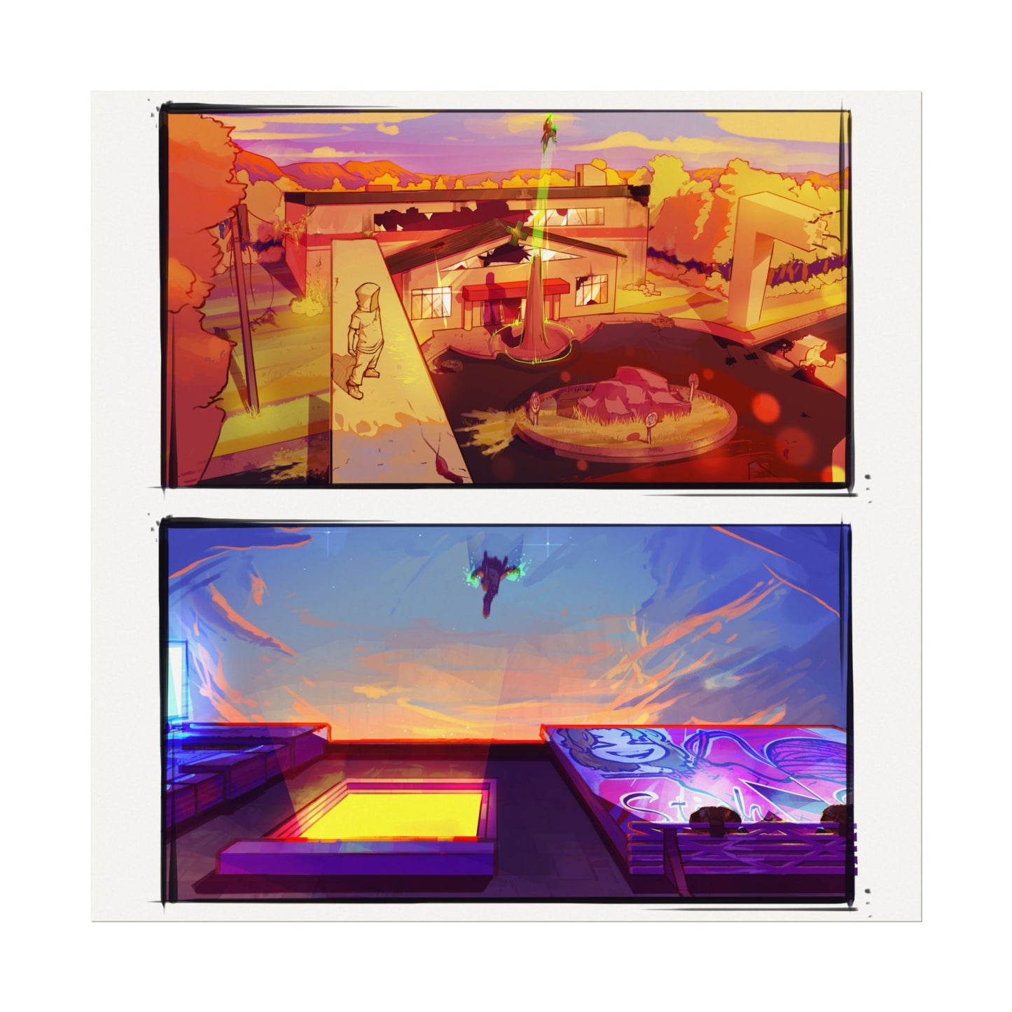 Fragments Comic Panel | Watercolor Matte Posters