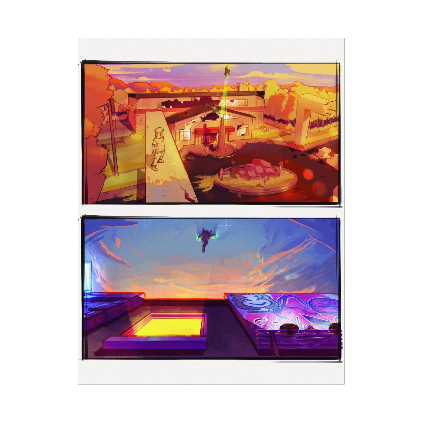 Fragments Comic Panel | Watercolor Matte Posters