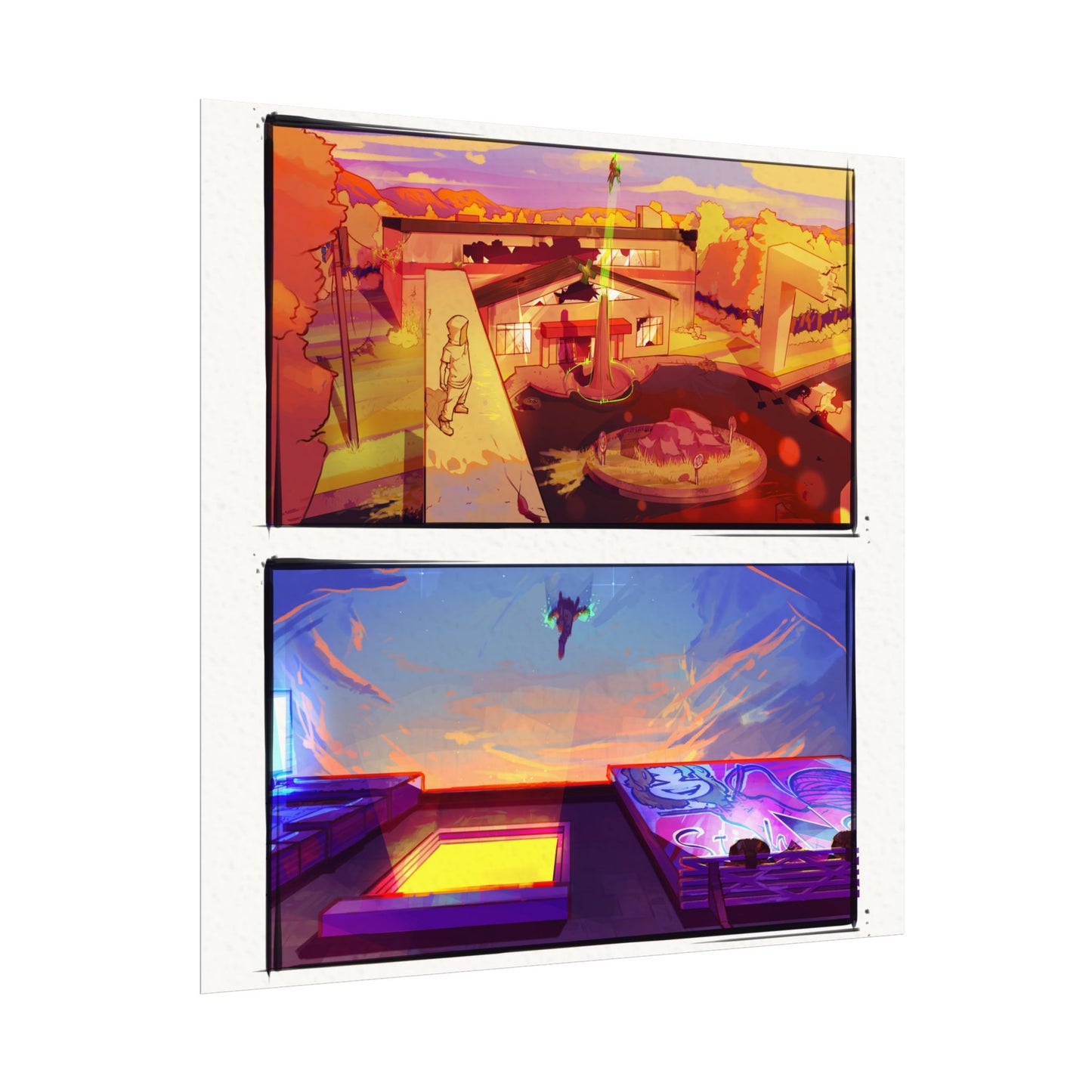 Fragments Comic Panel | Watercolor Matte Posters