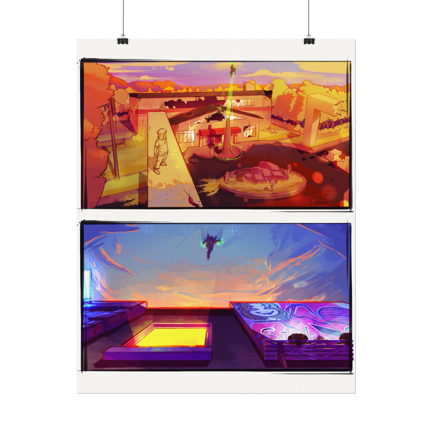 Fragments Comic Panel | Watercolor Matte Posters