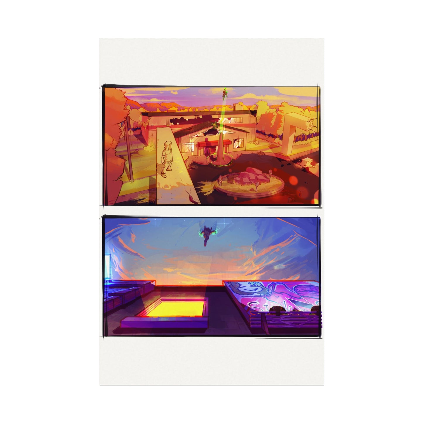 Fragments Comic Panel | Watercolor Matte Posters