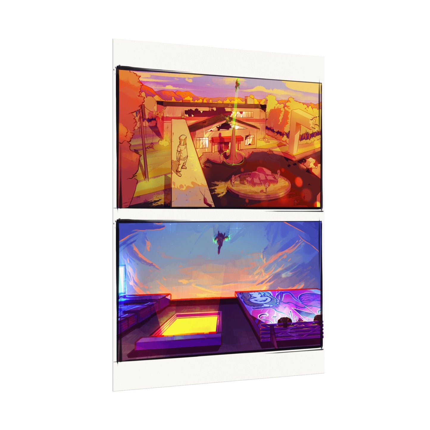 Fragments Comic Panel | Watercolor Matte Posters