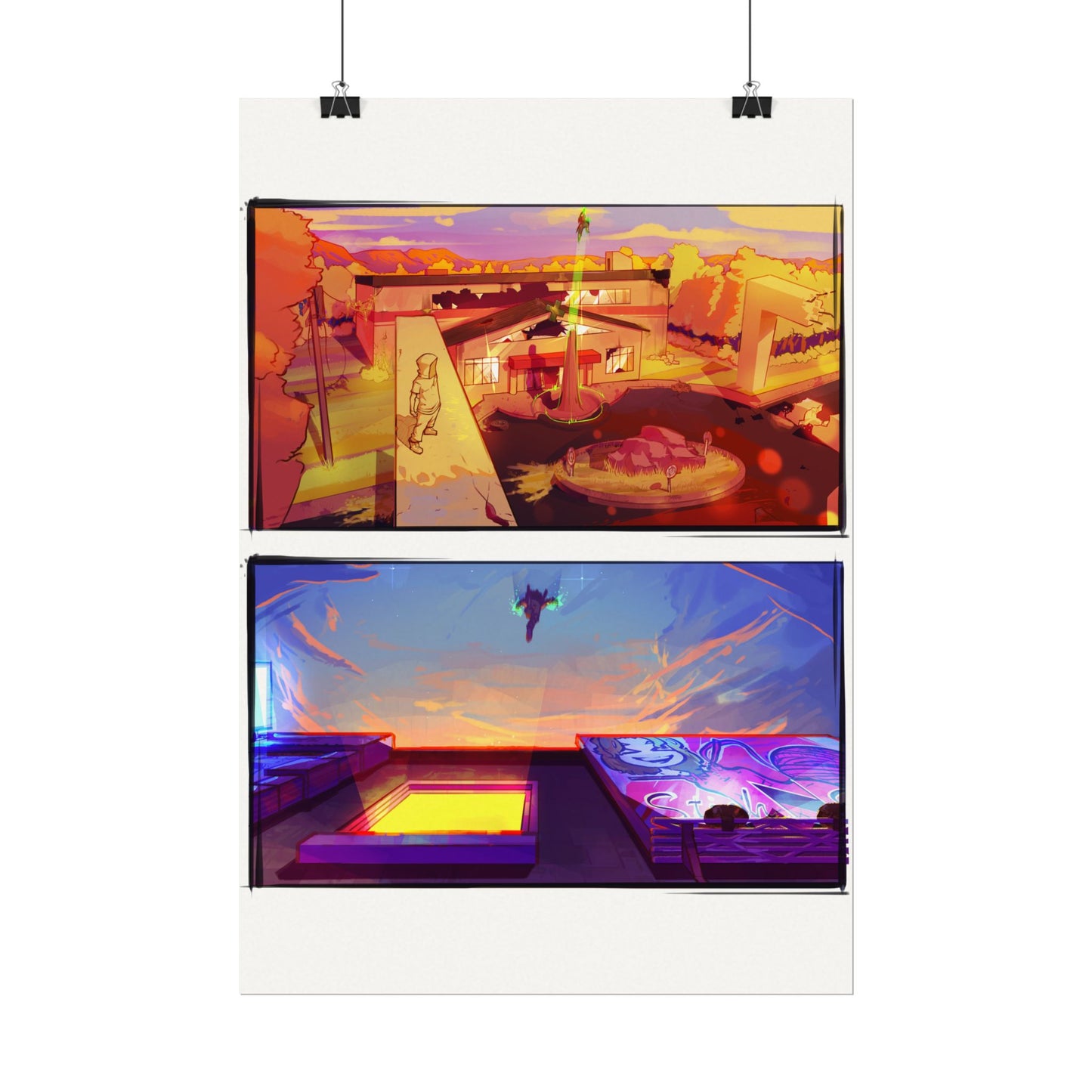 Fragments Comic Panel | Watercolor Matte Posters