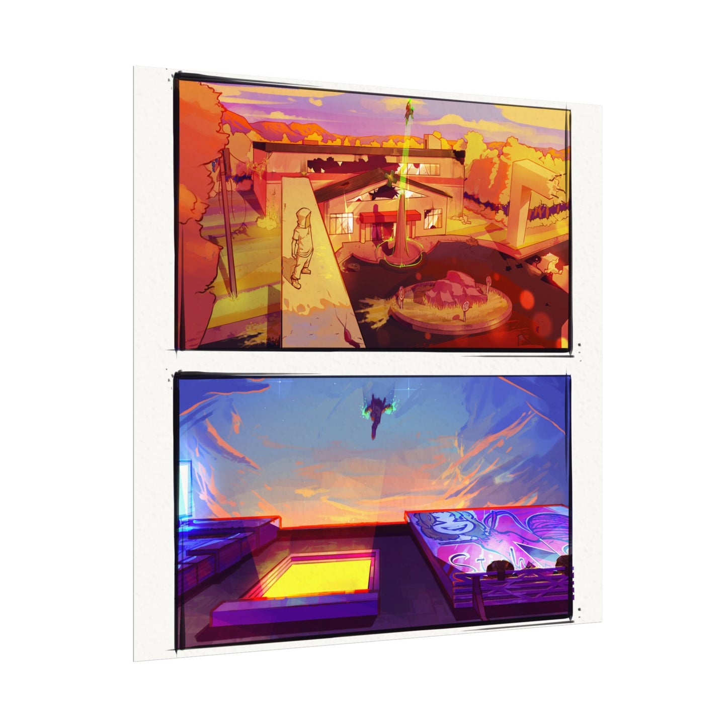 Fragments Comic Panel | Watercolor Matte Posters