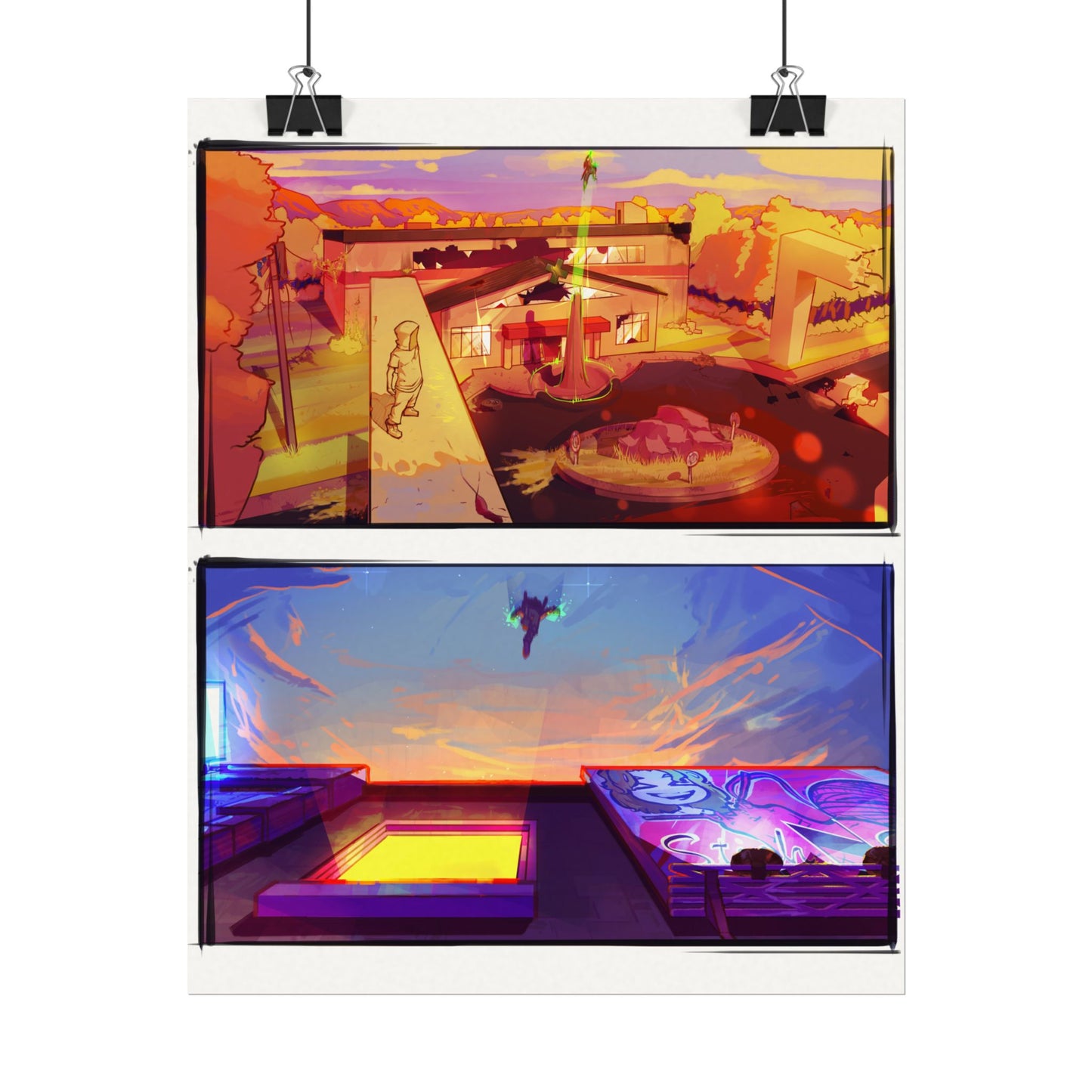 Fragments Comic Panel | Watercolor Matte Posters