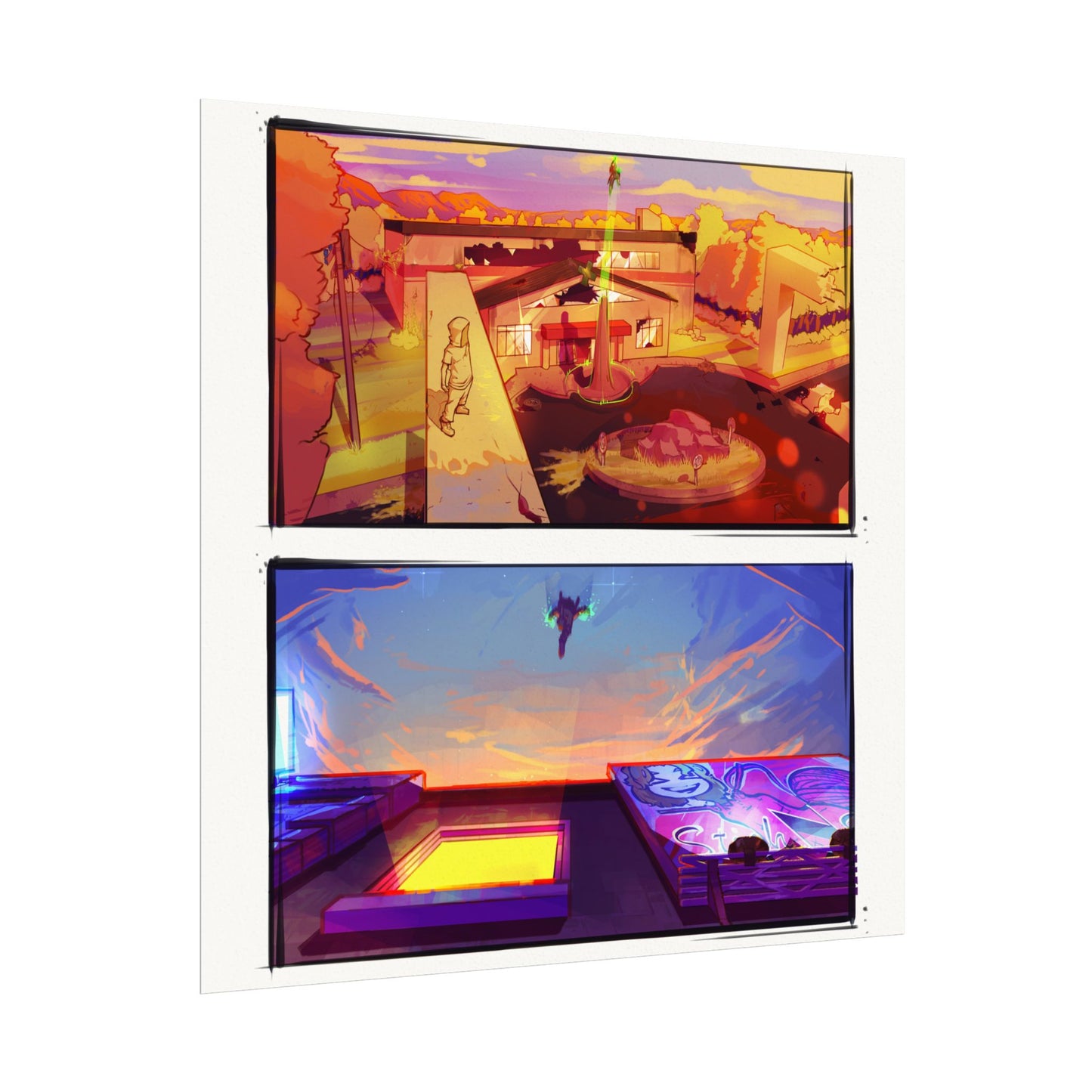 Fragments Comic Panel | Watercolor Matte Posters