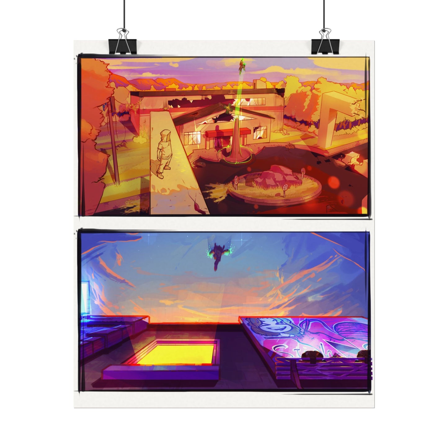 Fragments Comic Panel | Watercolor Matte Posters