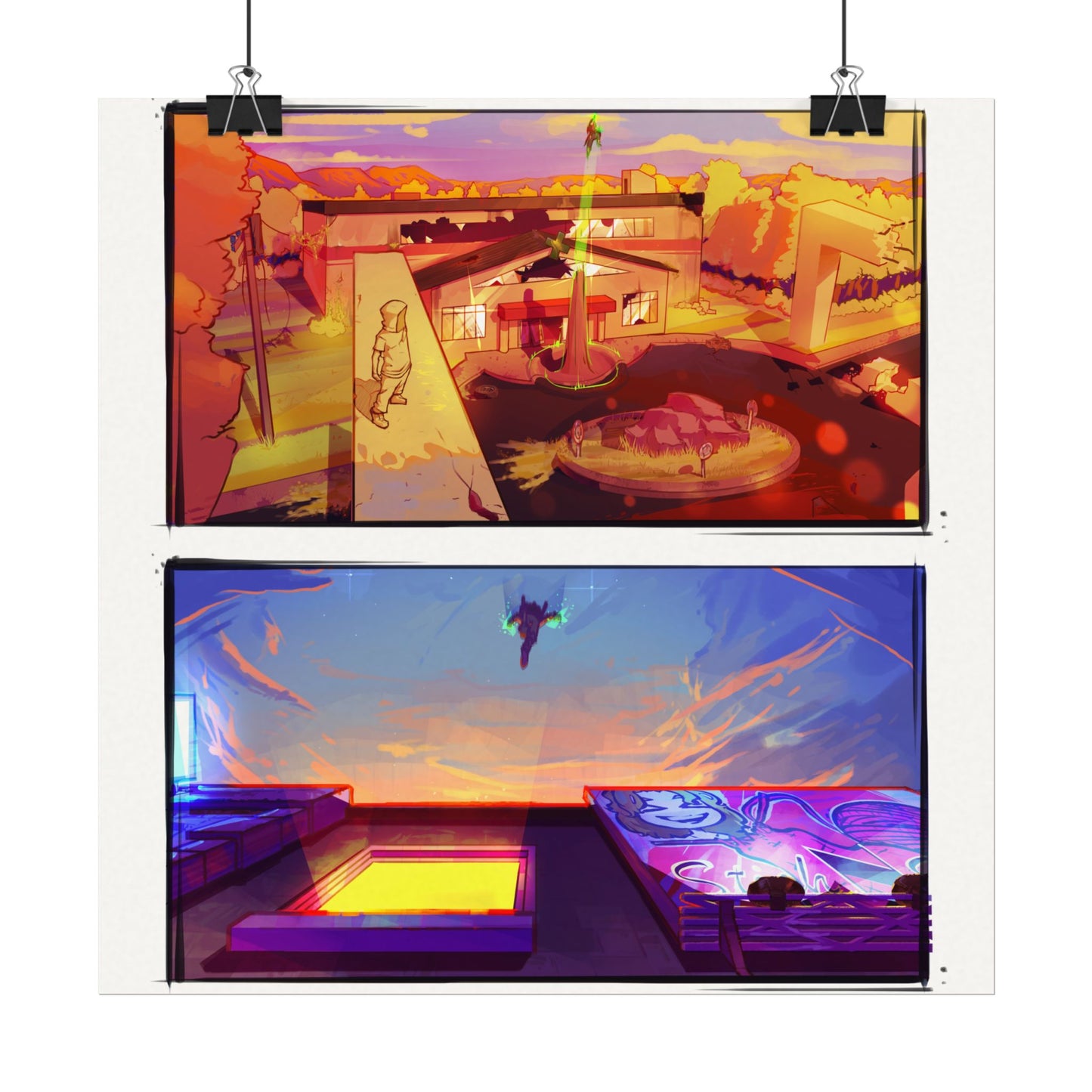 Fragments Comic Panel | Watercolor Matte Posters