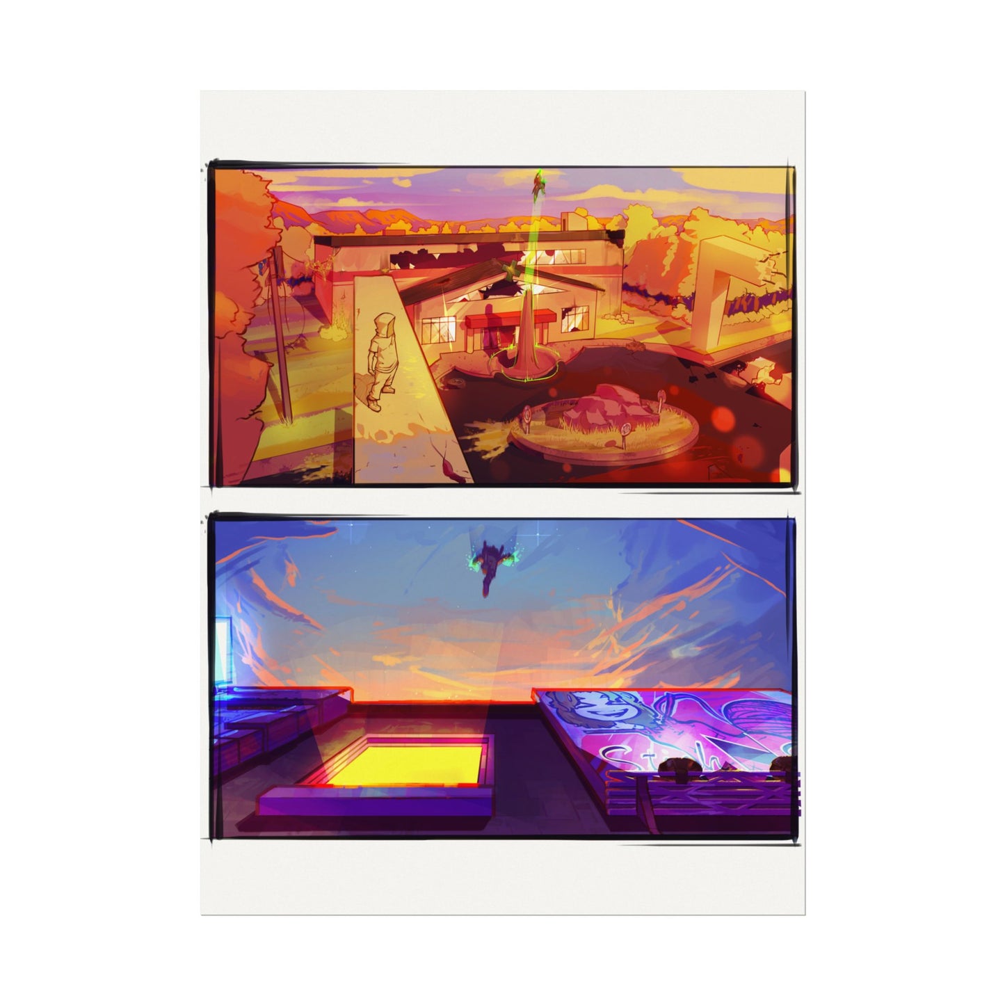 Fragments Comic Panel | Watercolor Matte Posters