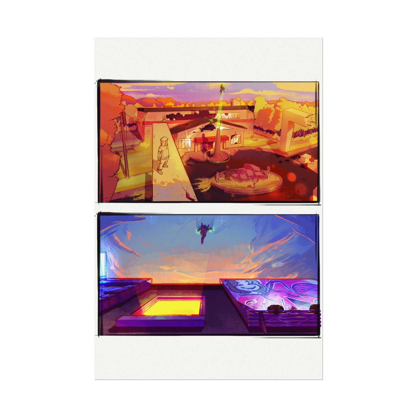 Fragments Comic Panel | Watercolor Matte Posters