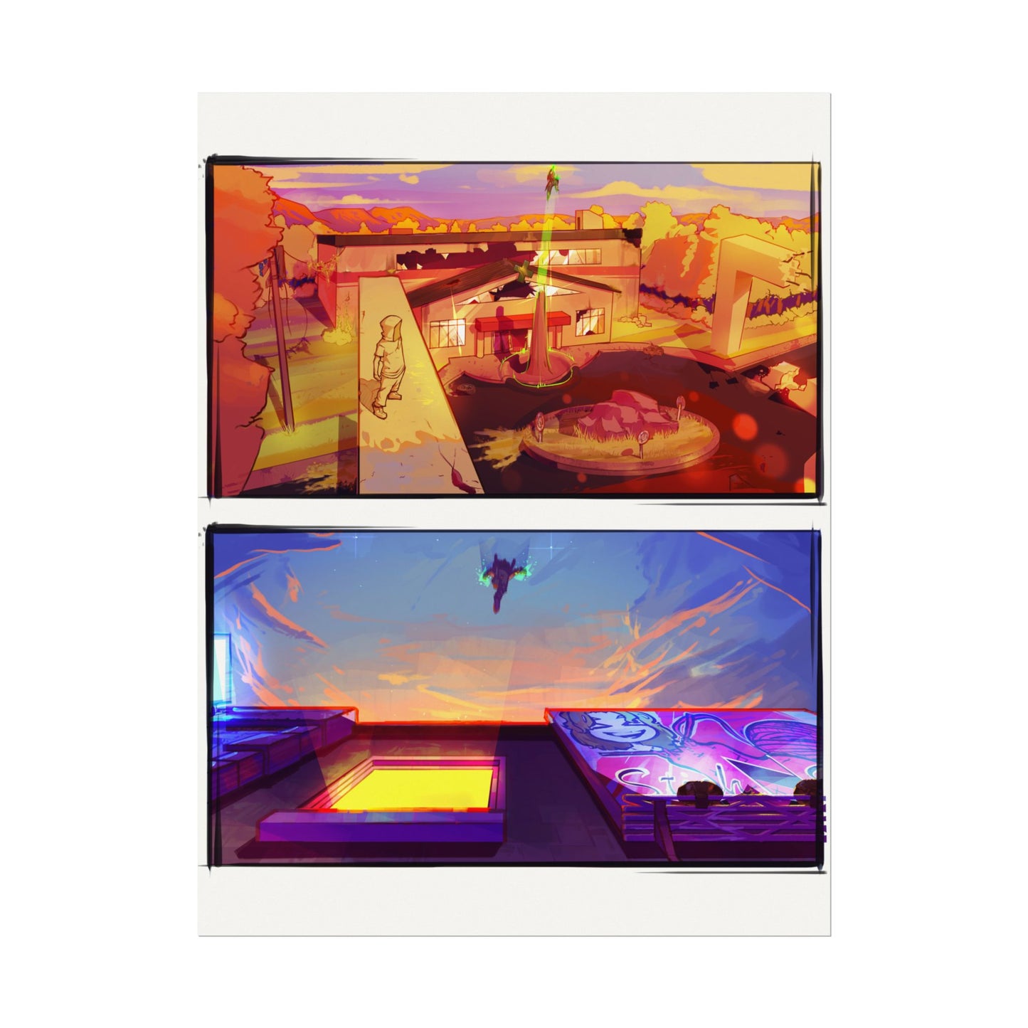 Fragments Comic Panel | Watercolor Matte Posters