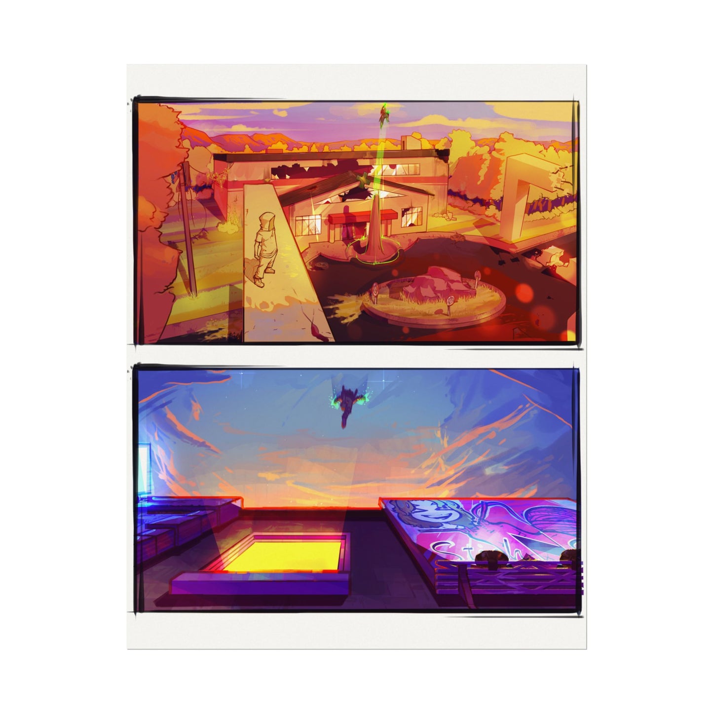 Fragments Comic Panel | Watercolor Matte Posters