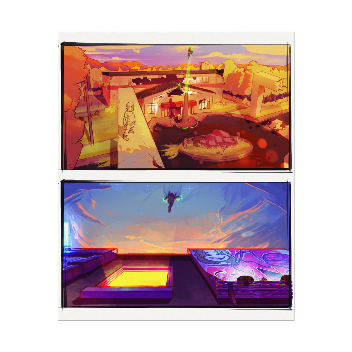 Fragments Comic Panel | Watercolor Matte Posters