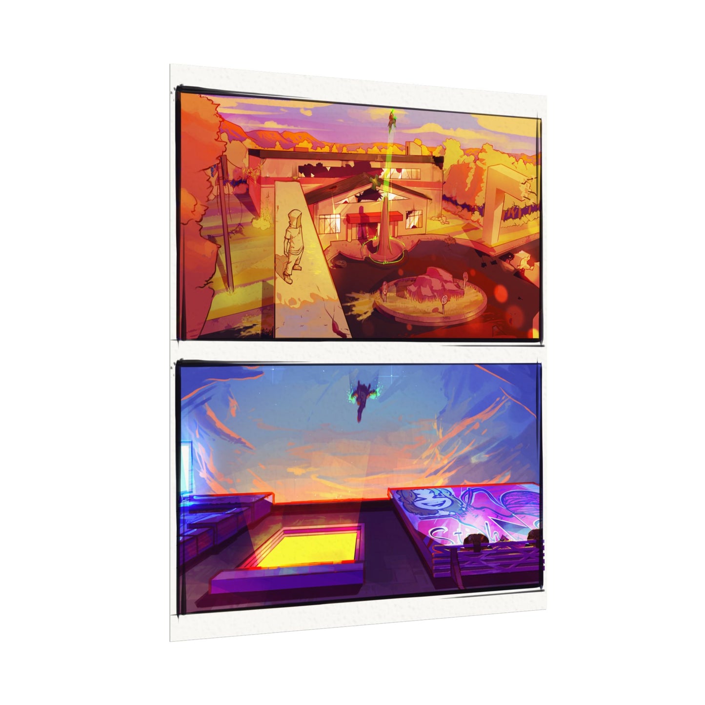 Fragments Comic Panel | Watercolor Matte Posters