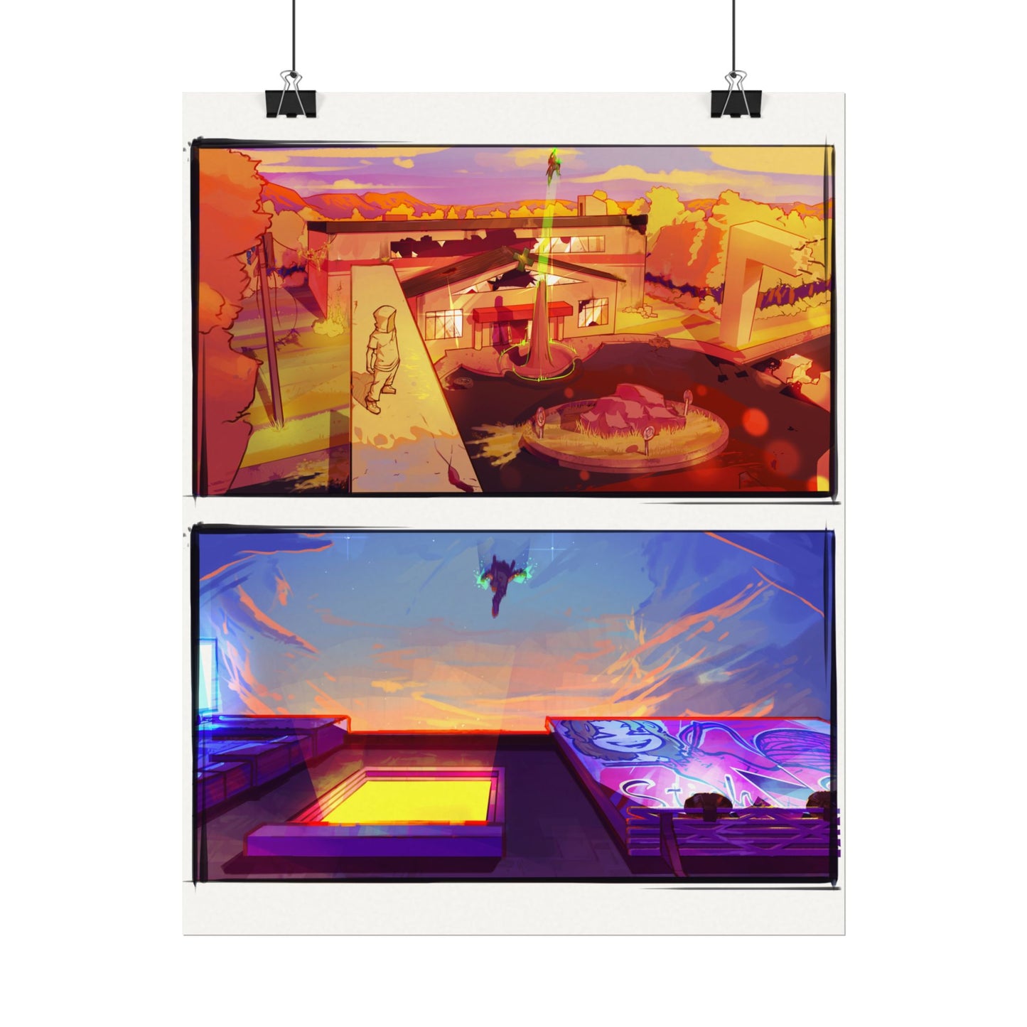 Fragments Comic Panel | Watercolor Matte Posters