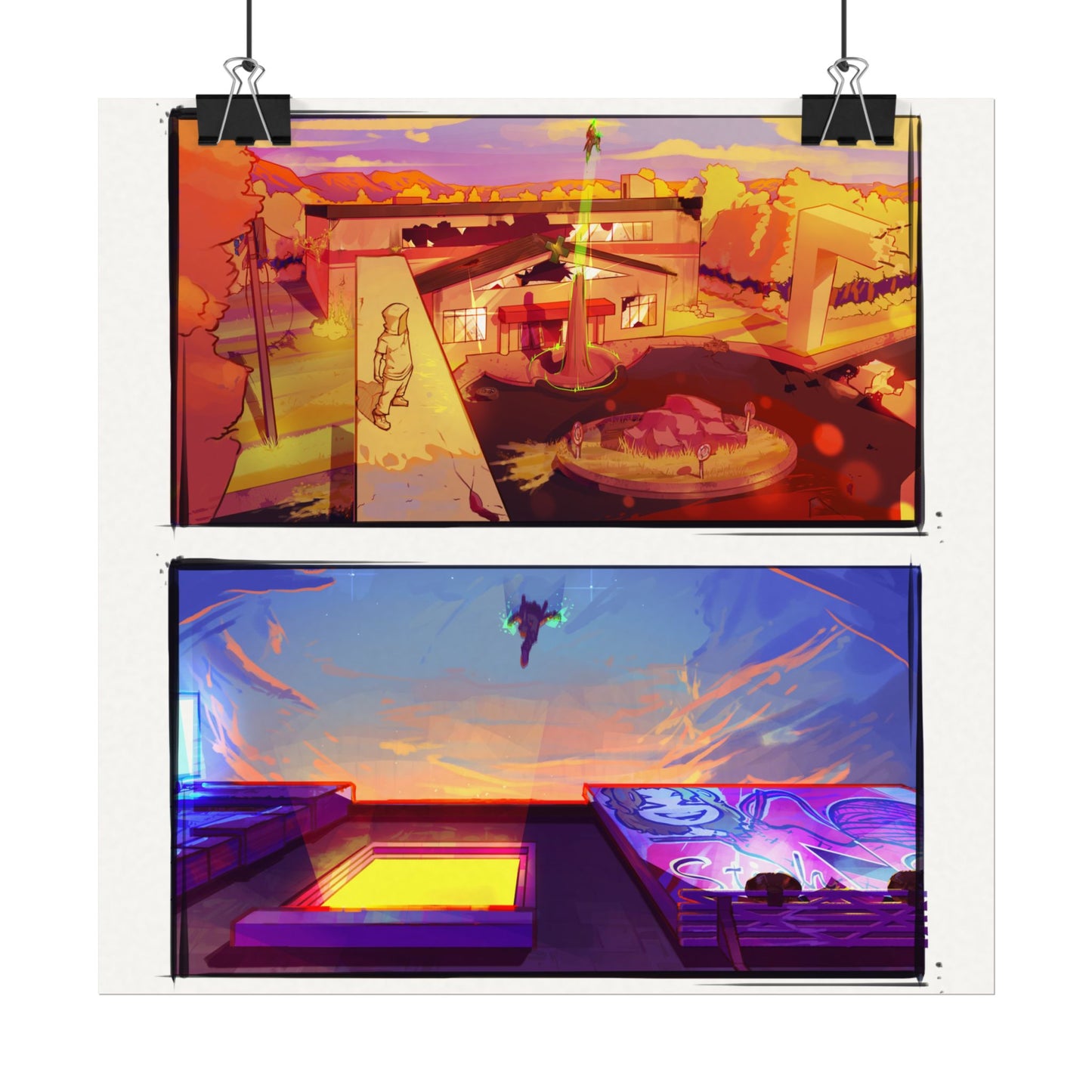 Fragments Comic Panel | Watercolor Matte Posters