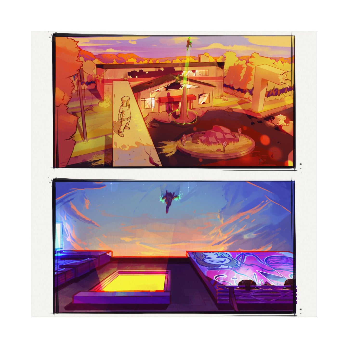 Fragments Comic Panel | Watercolor Matte Posters