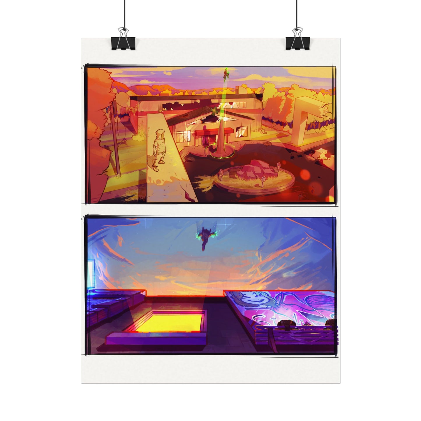 Fragments Comic Panel | Watercolor Matte Posters