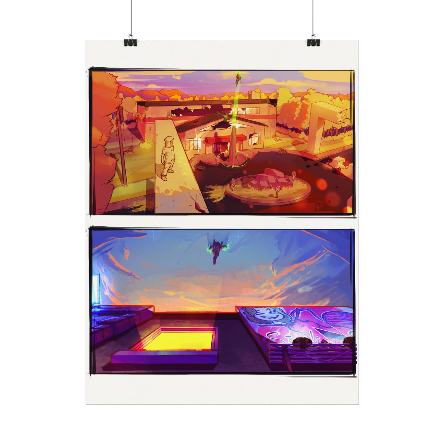 Fragments Comic Panel | Watercolor Matte Posters