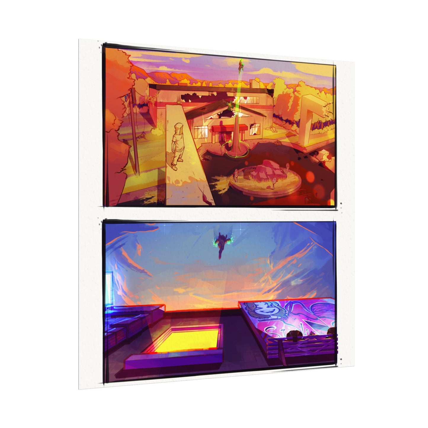 Fragments Comic Panel | Watercolor Matte Posters