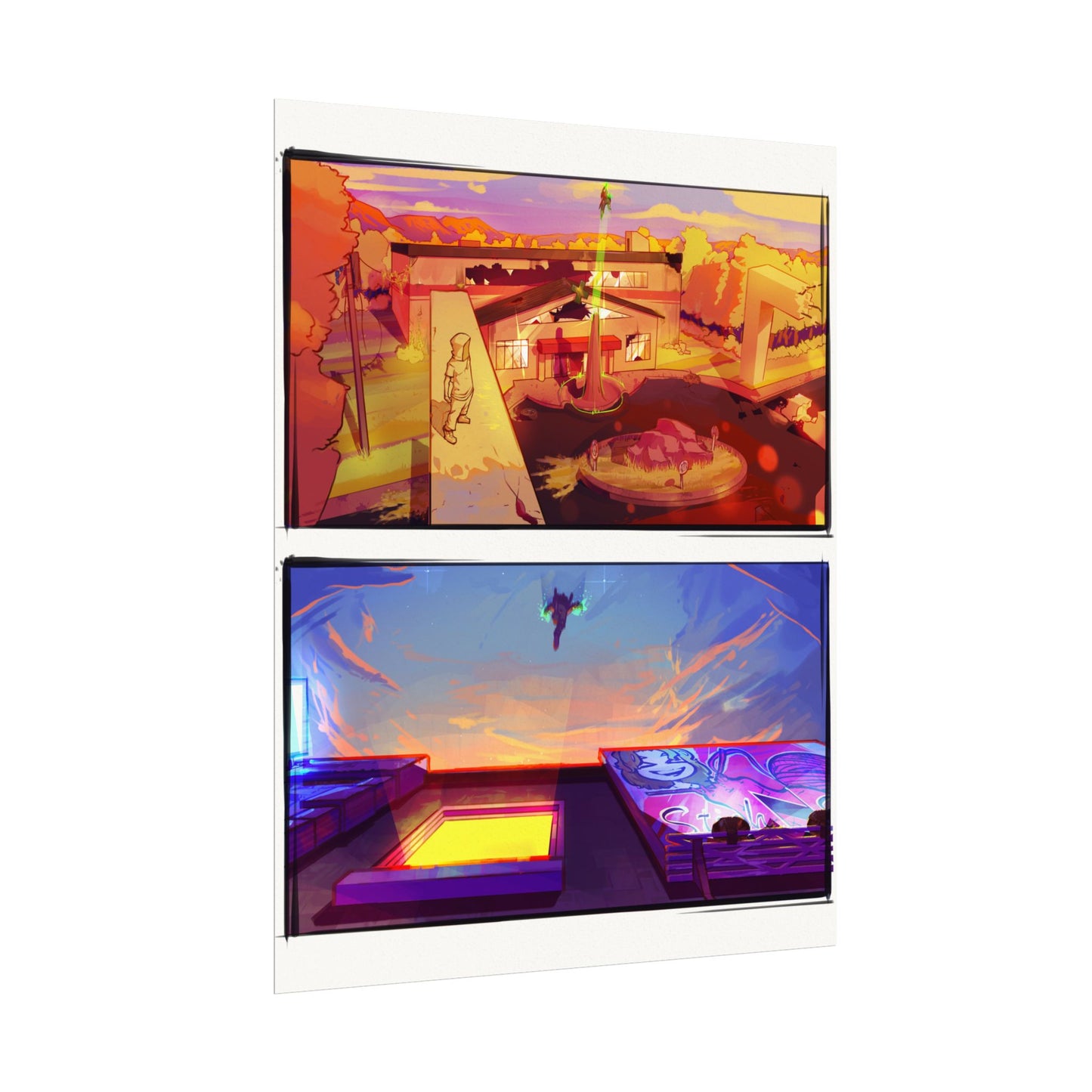 Fragments Comic Panel | Watercolor Matte Posters