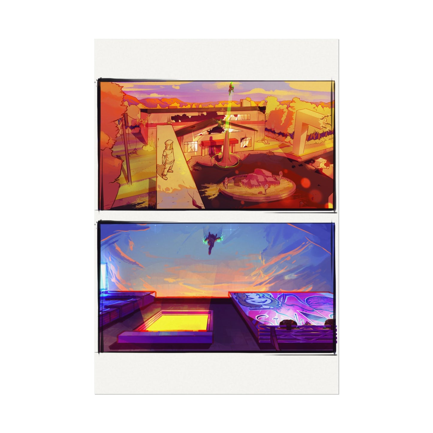 Fragments Comic Panel | Watercolor Matte Posters