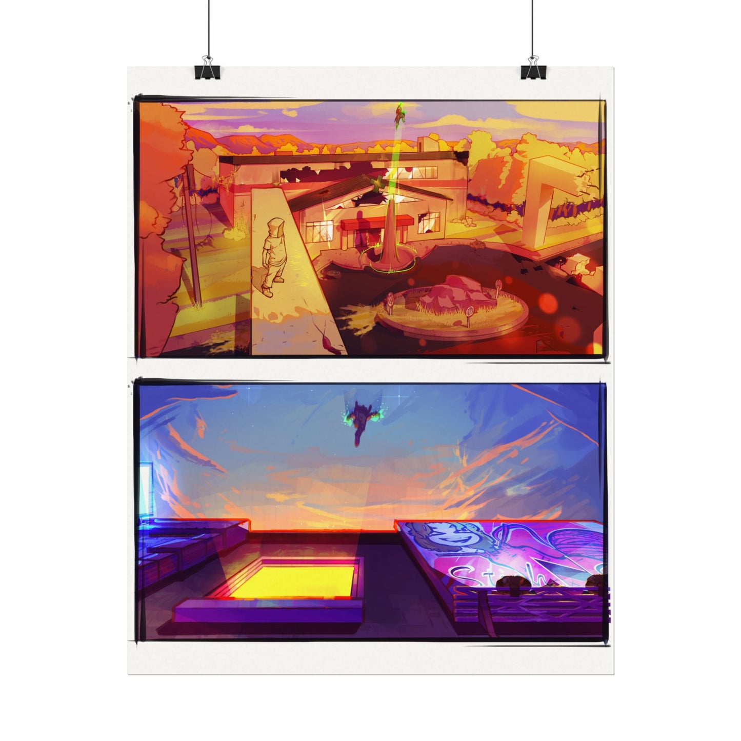 Fragments Comic Panel | Watercolor Matte Posters