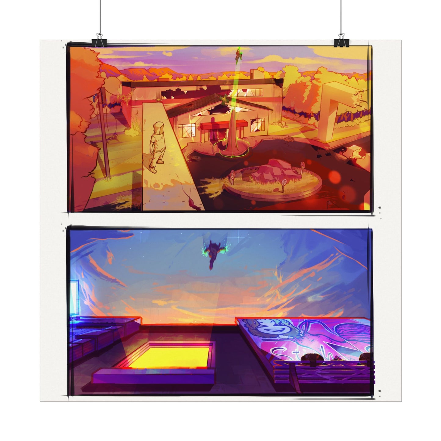 Fragments Comic Panel | Watercolor Matte Posters
