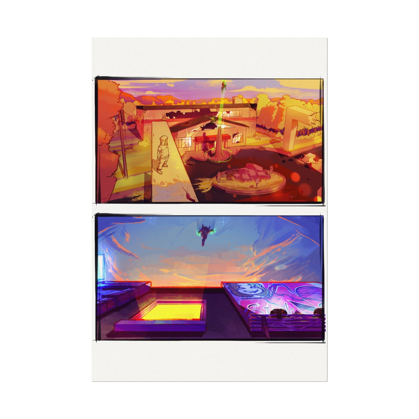 Fragments Comic Panel | Watercolor Matte Posters