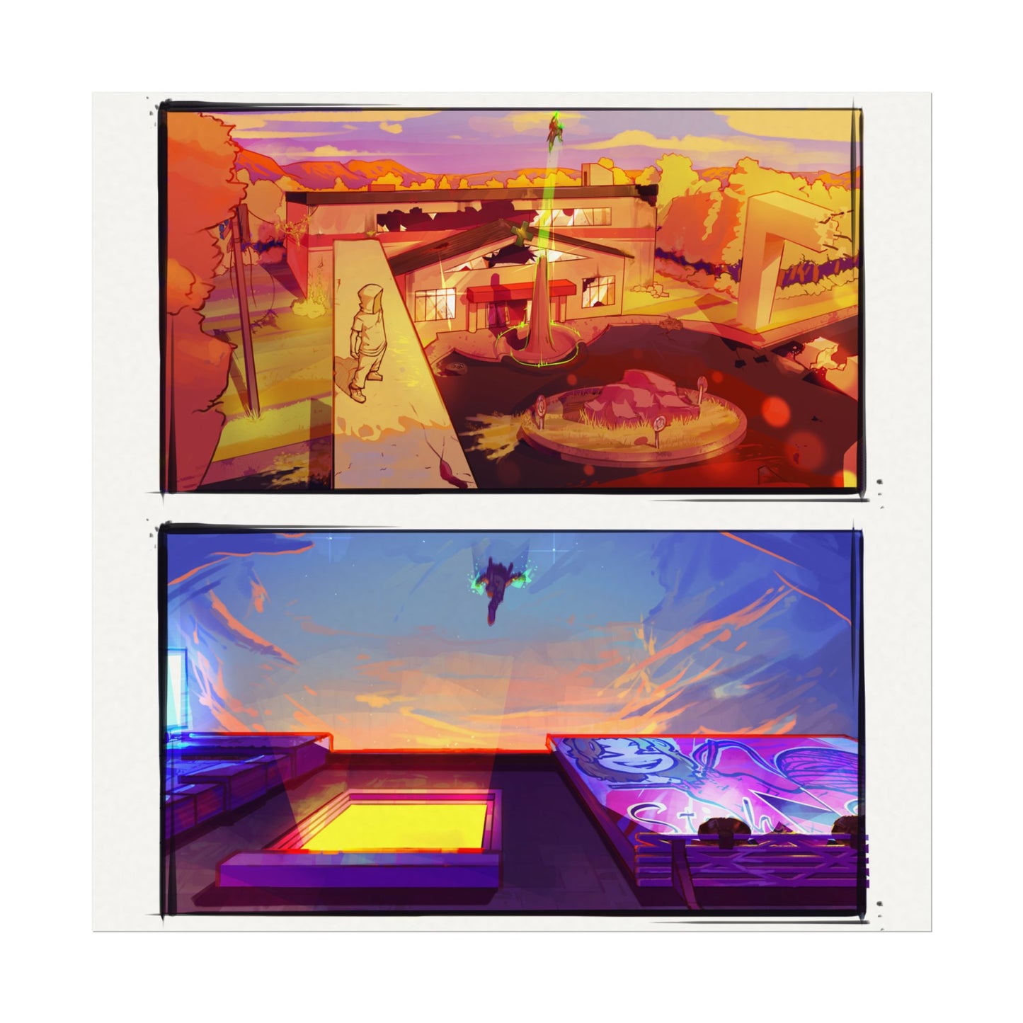 Fragments Comic Panel | Watercolor Matte Posters